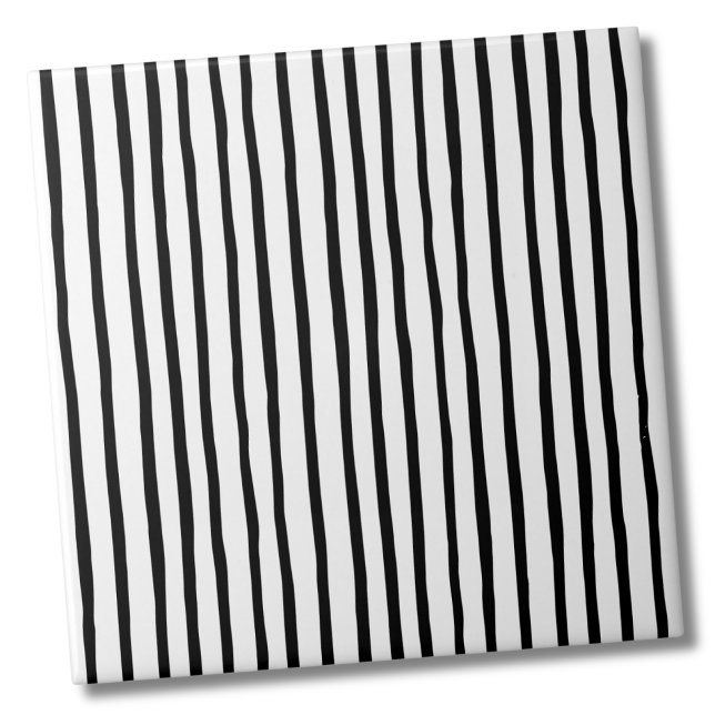 Simple Pattern Black White Stripes Tile (Simple Pattern Black White Stripes Ceramic Tile)