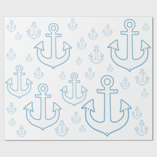 Simple Pattern of White Anchors Nautical Wrapping Paper
