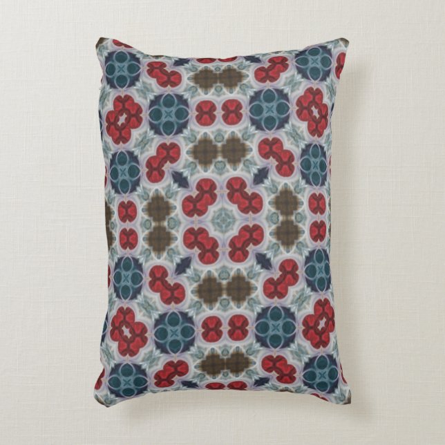 Simple Pattern Red, Blue, Green on Grey  Decorative Cushion (Front(Vertical))