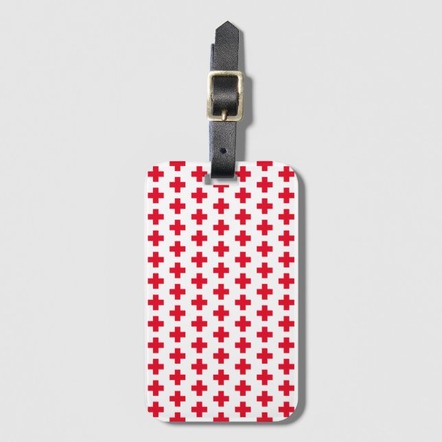  Simple Pattern Red Cross Medical Luggage Tag (Front Vertical)