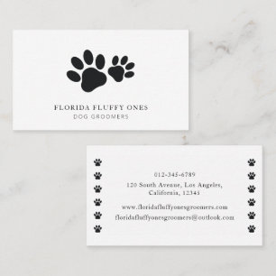 Simple Paw Print Dog Groomer Business Card