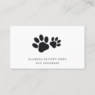Simple Paw Print Dog Groomer Business Card