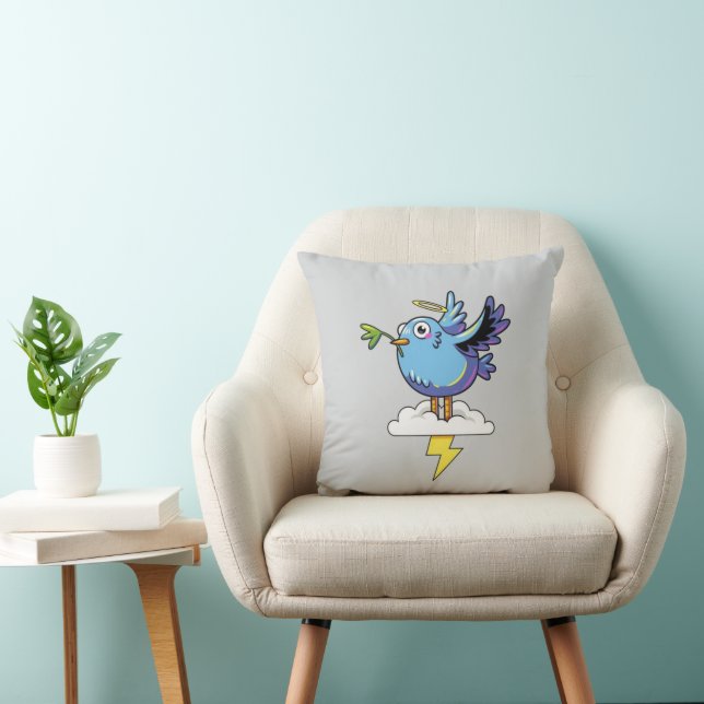 Simple Peace Bird – Cute Blue Dove Design Gift  Cushion (Chair)