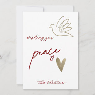 Simple Peace & Love Dove Photo Christmas Card