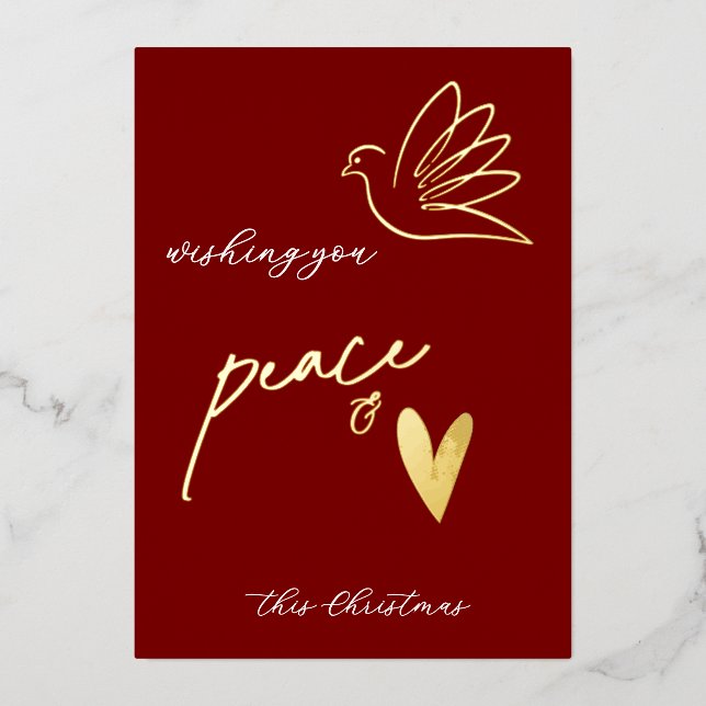 Simple Peace & Love Dove Photo Christmas Card (Front)