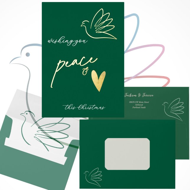 Simple Peace & Love Dove Photo Christmas Card (Creator Uploaded)