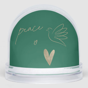 Simple Peace & Love Dove Photo Christmas Card Snowglobe