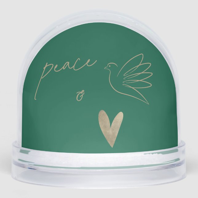 Simple Peace & Love Dove Photo Christmas Card Snowglobe (Front)