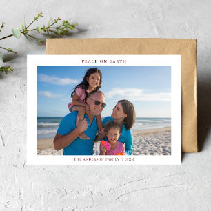 Simple Peace On Earth Christmas Family Beach Photo Holiday Card