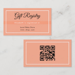 Simple Peach Babyshower QR Registry Enclosure Card