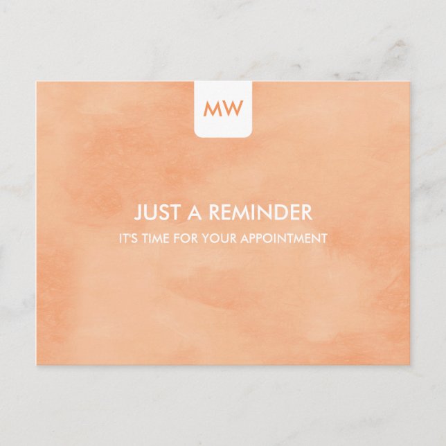 Simple Peach Chic Appointment Reminder QR Code Postcard (Front)