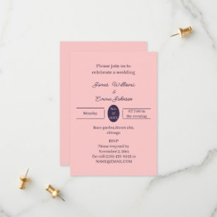 Simple Peach Custom Wedding Invitation