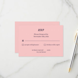 Simple Peach Custom Wedding RSVP Card