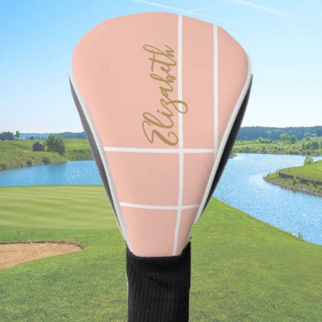 Simple peach minimalist custom name ladies  golf head cover (Creator Uploaded)