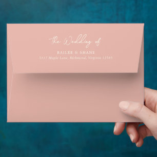 Simple Peach Modern Wedding Envelope