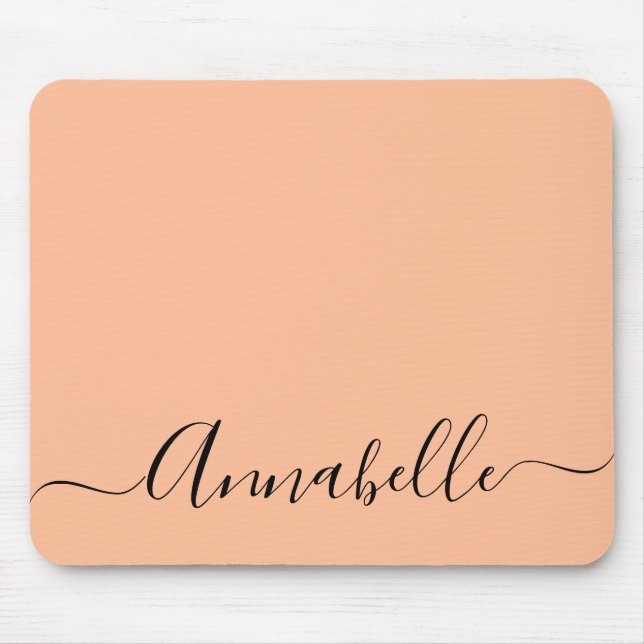 Simple Peach Personalised Name Mouse Mat (Front)