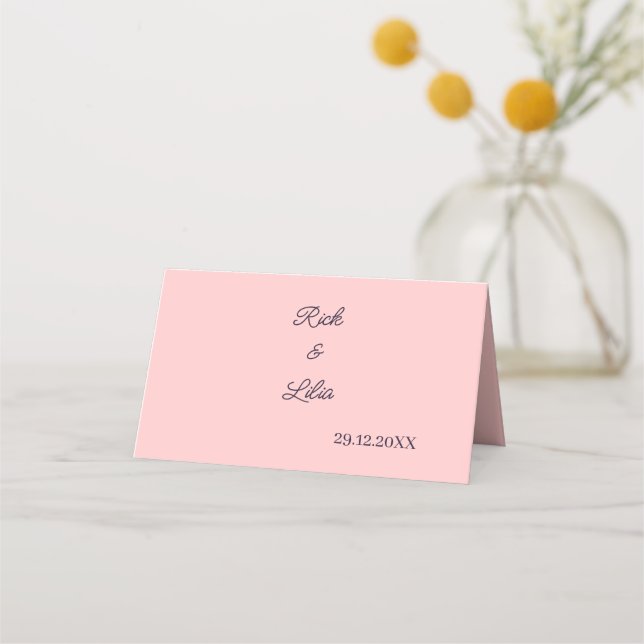 Simple Peach Personalised Wedding Table Place Card (Back)
