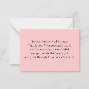 Simple Peach Personalised Wedding Thank You Card
