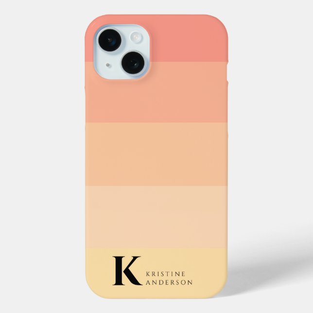 Simple Peach Pinkish Yellow Classic Monogram Case-Mate iPhone Case (Back)