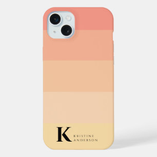 Simple Peach Pinkish Yellow Classic Monogram iPhone 15 Plus Case