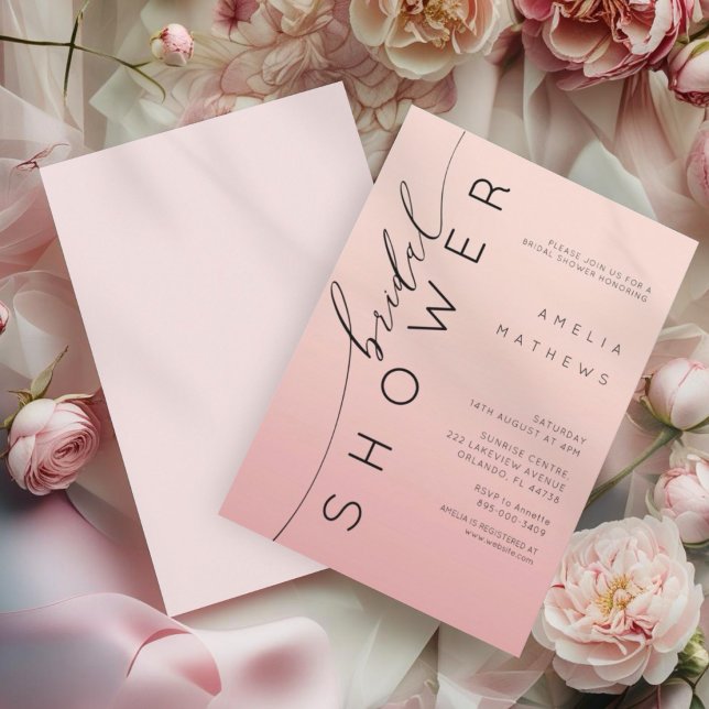 Simple Peachy Pink Ombre Bridal Shower  Invitation (Creator Uploaded)