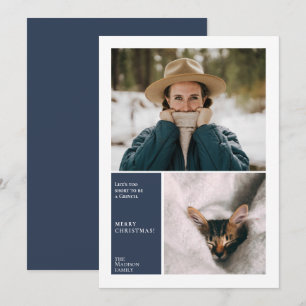 Simple Peacoat frame 2 Photo Minimal Holiday Card