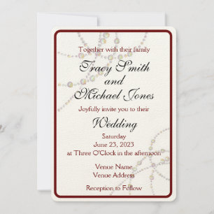 Simple Pearls Wedding Invitation Customisable