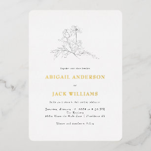 Simple Pencil Botanical Wedding II Gold
