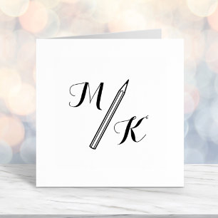 Simple Pencil Monogram Initials Self-inking Stamp