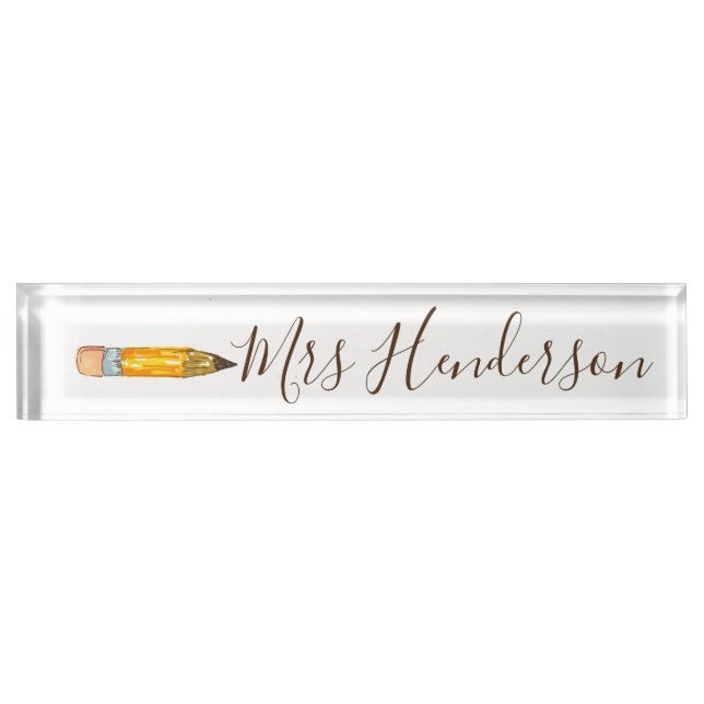 Simple pencil teachers gift name plate (Front)