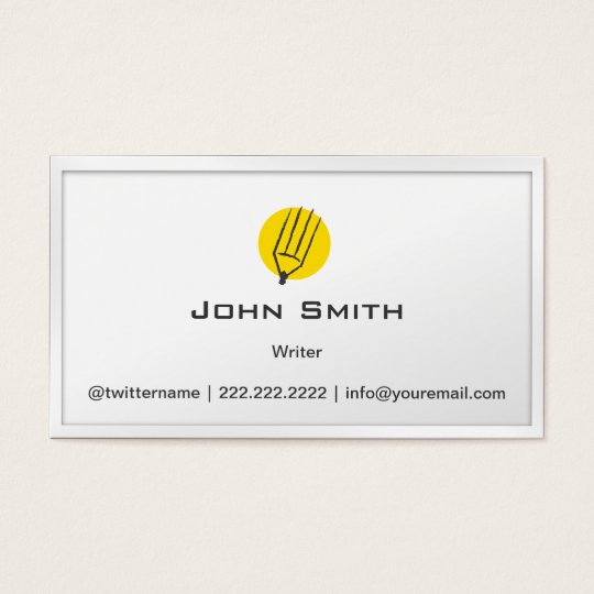 Simple Pencil Yellow Dot Writer Business Card