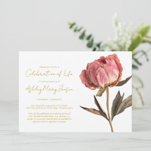 Simple Peony Celebration of Life Funeral Invitation