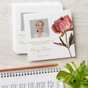 Simple Peony Photo Funeral Seed Envelope