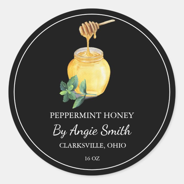 Simple Peppermint Infused Honey Label (Front)