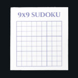 Simple Periwinkle and White 9x9 Sudoku Template Notepad<br><div class="desc">This sudoku template is great for learning logic and problem-solving skills while also having fun. For kids and adults who prefer solving sudoku puzzles on a piece of paper,  you can now have personalized templates ready to use. Everything is fully customizable - text,  background,  and the 9x9 grid.</div>