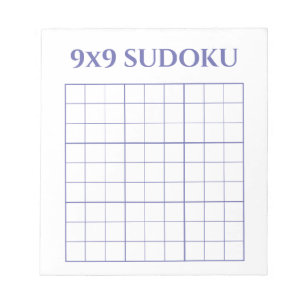 Simple Periwinkle and White 9x9 Sudoku Template Notepad