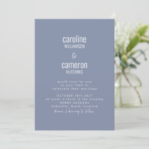 Simple Periwinkle Modern Typography Wedding Invitation