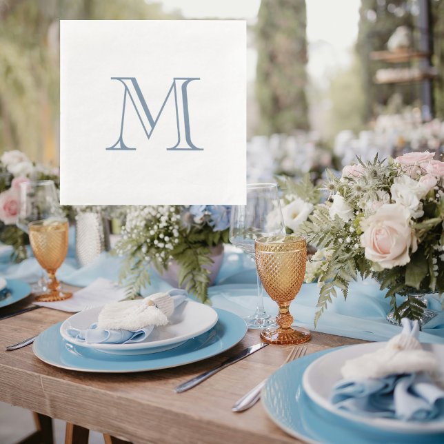 Simple Periwinkle Monogram Paper Napkin (Creator Uploaded)