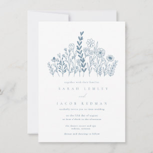 Simple Periwinkle Wildflower Garden Wedding Invitation