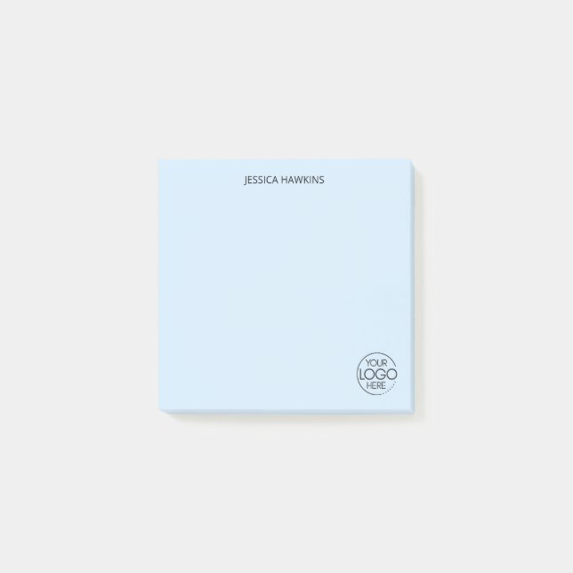 Simple Personal Stationery Logo Pale Blue Post-it Notes (Front)