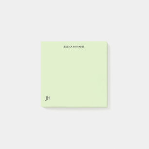 Simple Personal Stationery Monogram Pale Green Post-it Notes