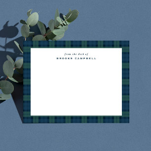 Simple personal stationery with tartan plaid frame card