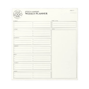 Simple Personal Weekly Planner Logo Notepad