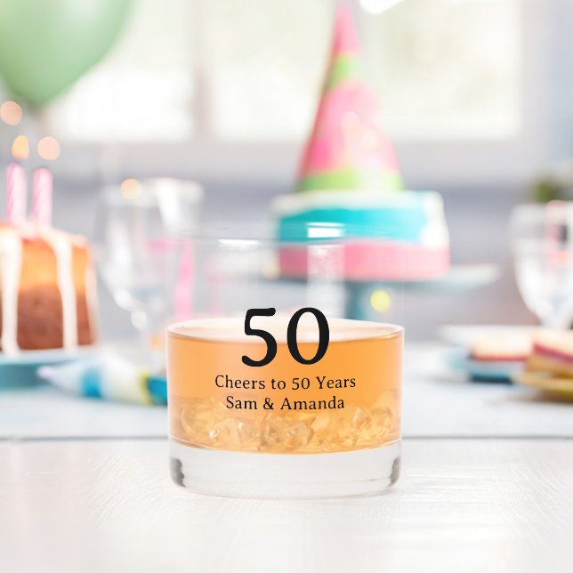 Simple Personalised 50th Anniversary Whiskey Glass (Insitu (Birthday))