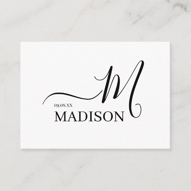 Simple Personalised Black And White wedding Enclosure Card (Front)