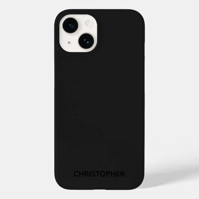 Simple Personalised Black on Black Case-Mate 14 iPhone Case (Back)