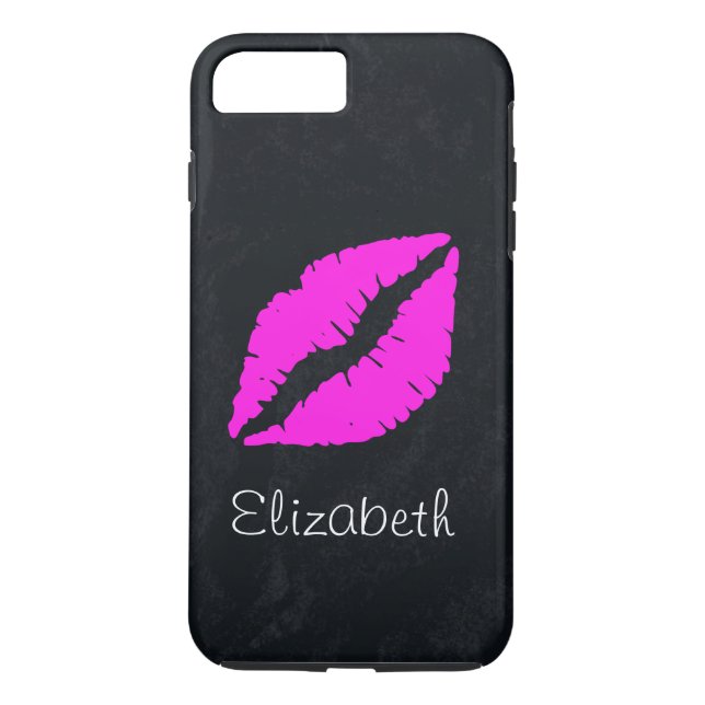Simple Personalised Black Pink Lips Case-Mate iPhone Case (Back)