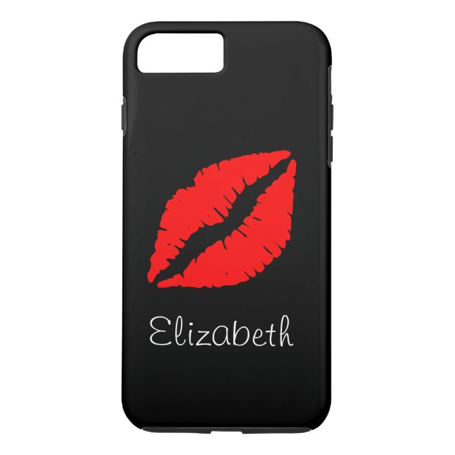 Simple Personalised Black Red Lips Case-Mate iPhone Case (Back)