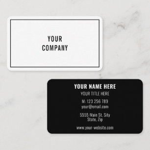 Simple Personalised Black White Business Card