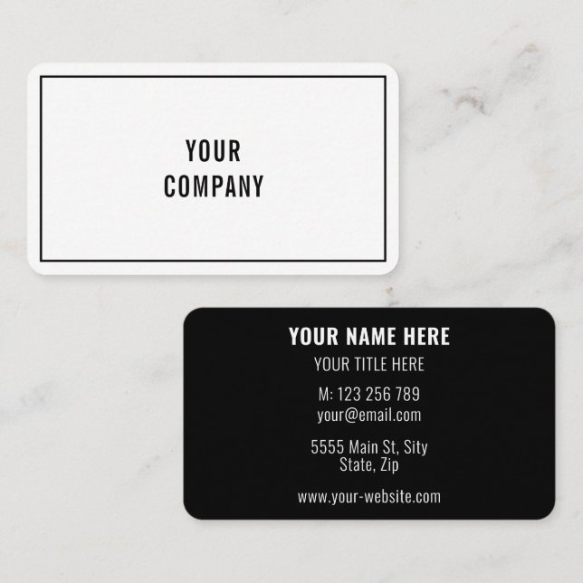 Simple Personalised Black White Business Card (Front/Back)